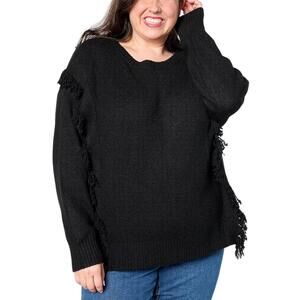 Belle Boho by Kim Gravel Women's Fringe Benefits Sweater Blk - Regular